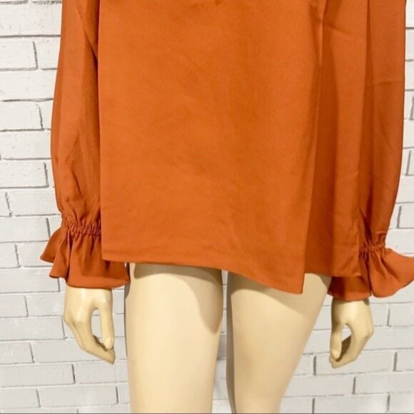 J.Crew Gathered Ruffle Drapey Top in Deep Ember - Picture 3 of 10